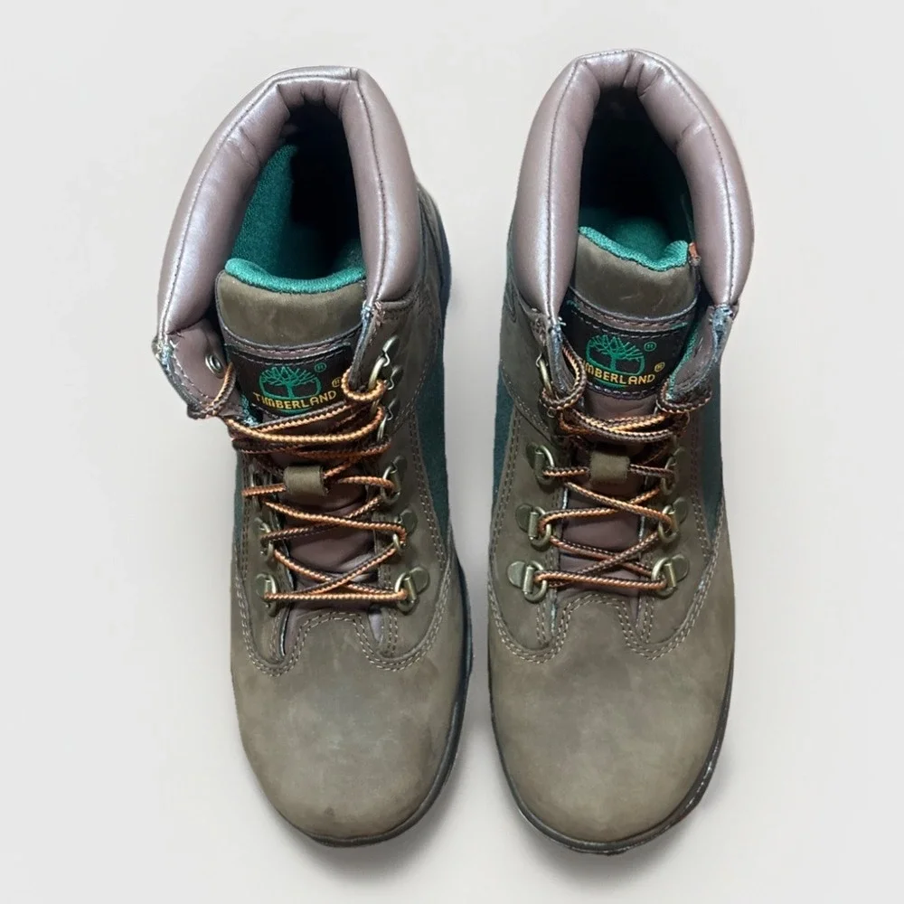 [TB044992214] Grade School Timberland 6‎ INCH FIELD BOOT JUNIOR 'BROWN GREEN'